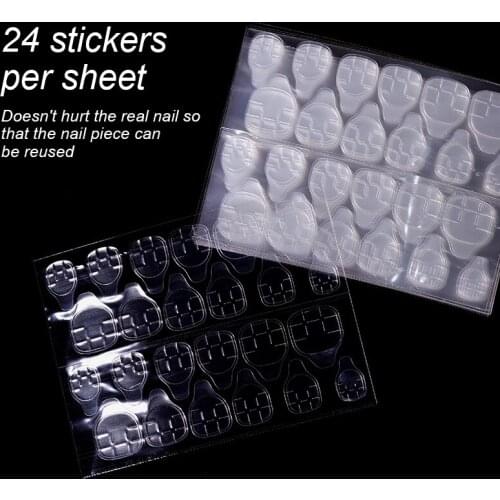 1 Piece 24 Stickers Nail Art Jelly Glue Removable Adhesive Wear-resistant Fake Nails High-viscosity Waterproof Nail Stickers