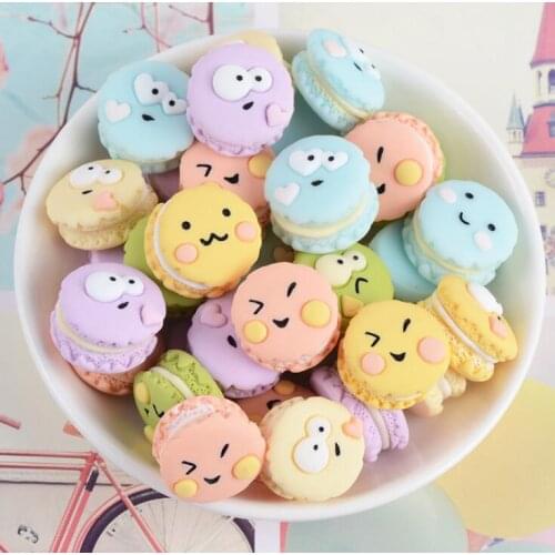 10pcs/lot Cute Macaron Simulation Flatback Resin Cabochon Mini Play Food DIY For Phone Jewelry Decoration Crafts 20*13mm