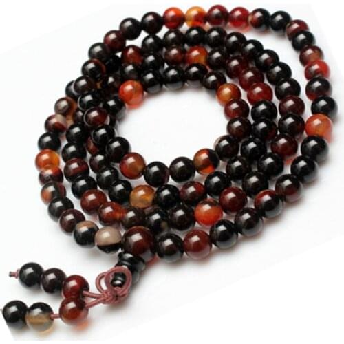 108PCS 6mm Red Black Dream Agates Round Beaded Meditation Mala Fashion Natural Stone Beads Bracelets for Girls BRO928