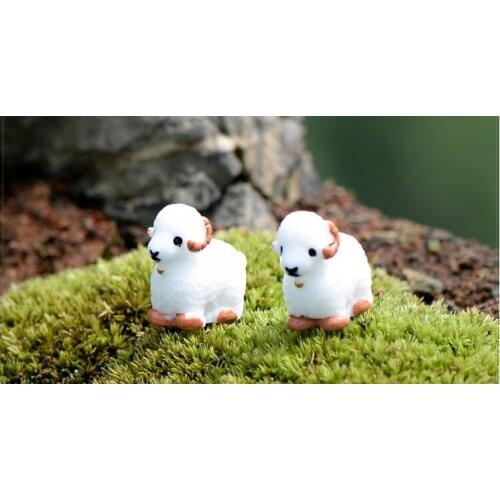 2pcs/lot Mini Cute Sheep 1.9cm Small Antelope Fairy Garden Home Decor DIY Miniature Animals Miniature Garden