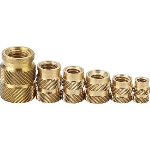 20Pc M5M6 SL-type Double Twill Knurled Injection Brass Nut Brass Hot Melt Inset Nuts Heating Molding Copper Thread Inserts Nut
