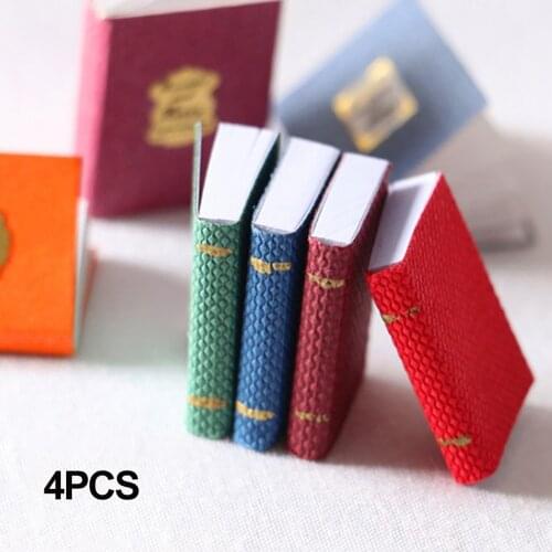 4pcs/set 1/12 Dollhouse Miniature Mini Books Model Furniture Accessories Photo Props Doll House Scene Dollhouse Accessories