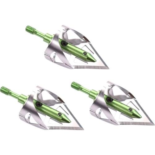 3pcs/lot Archery Hunting Bow Arrow Broadheads 100 grain Blades Silver/Green/Black Fighter Style Arrow heads Free Shipping