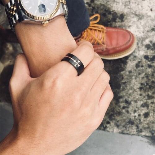 316L stainless steel jewelry mens Christian cross ring Brushed polishing rings undefined jewelry