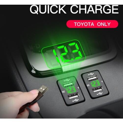 Promotion 12V Mini Usb Car Charger Digital Voltmeter Display 5V 4.2A Dual Perfect USB Car Charger With Cable Special For Toyota