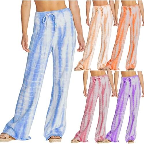 Womens Casual Pant Gradient Print Sports Multicolor Pocket Trousers Fashion High Quality Comfy Pants Штаны Женский Dropshipping
