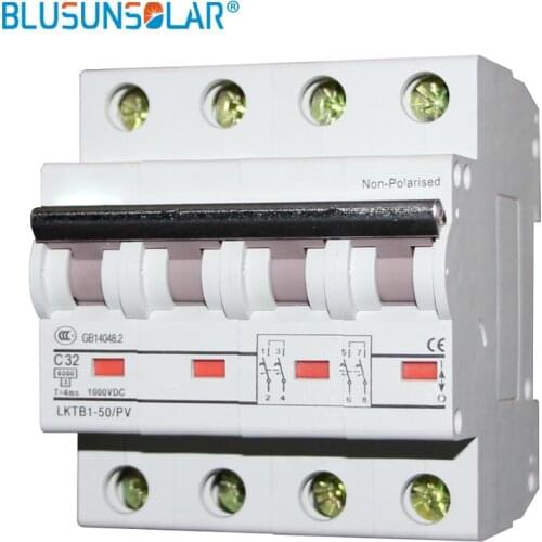 BULSUNSOLAR10PCS/Lot 4P 1000V DC Circuit Breaker MCB 6A 10A 16A 20A 32A 40A 50A 63A