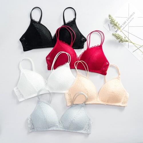 Women Bra Sexy Lace Bralette Floral Wireless Bra Female Underwear A B Cup Lingerie Soft Solid Color Brassiere 2021