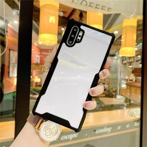 For Samsung A01 Note 10 Case Luxury Armor Clear Glass Tpu Glass Case Protect Lens Shockproof For A2Core A21 A31s A71 4g S20 Fe