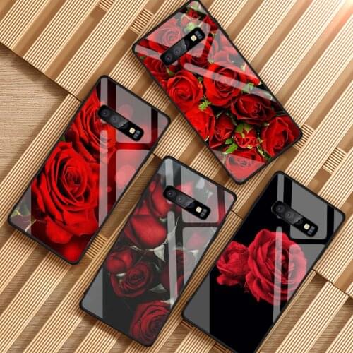 Valentines day roses Tempered Glass Phone Case For Samsung Galaxy S8 S9 S10 S20 PLUS J6 J8 2018 NOTE 8 9 10 Cover Shell