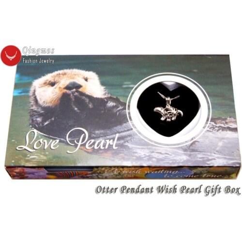 Qingmos Wish Pearl 20*24mm Otter Cage Chokers Necklace for Women & Trendy Oyster Love Pearl Pendant & Necklace Chain-who3658