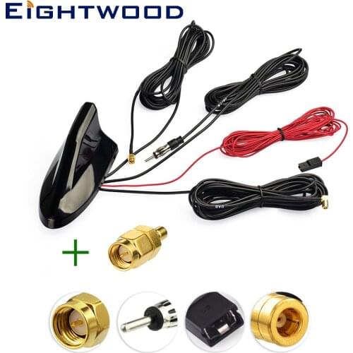 Eightwood Car Roof Shark Fin Amplified Antenna,GPS Navigation,DAB Digital Radio Tuner,Receiver Car Stereo FM/AM Radio Combined