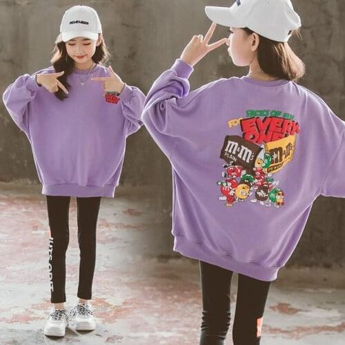 10 12 years Girls Cotton Long Sleeve Cartoon Print Tops Spring Autumn Teen Girls Outfit