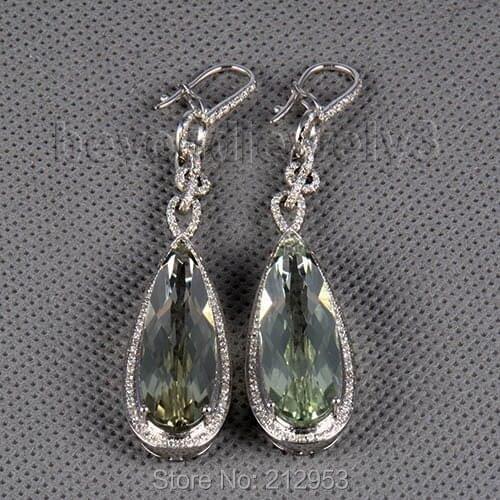 Amazing New 14kt White Gold Natural Amethyst Earrings WE50