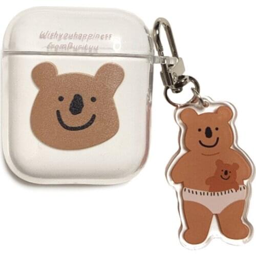 Top Deals Cover for Apple 1 2 Case Anti-Fall Earphone Accessories Wireless Earphone Case with Keychain