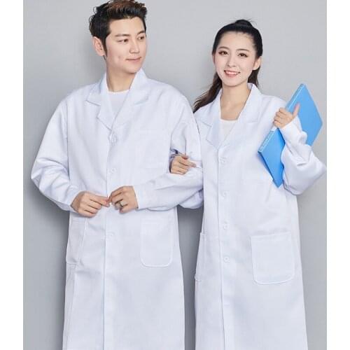 Mens Doctor Coat Lab Uniform Unisex Medical Clothing White Health Workwear Uniforms M-4XL Long Sleeve Beauty Salon Breathable