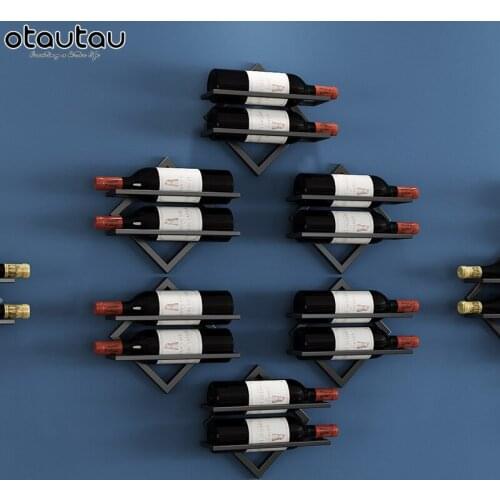 Metal Iron Wall Mount Wine Bottle Holder Creative Free Combination Home Decoration Wine Rack Bar Wine Rack Wall Hanging Decor