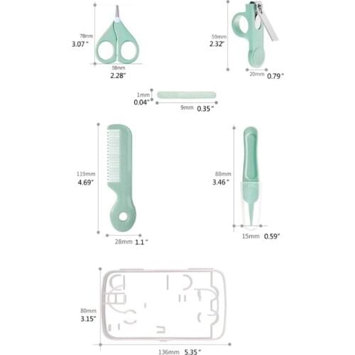 5 Pcs Baby Nail Hair Daily Care Kit Newborn Infant Nail Clipper Scissor Hair Comb Nose Cleaner Safety for Toddler Nursing D5QA