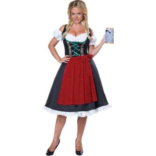 Germany Oktoberfest Dirndl Waitress Costume Halloween Bavarian Carnival Party Cosplay Beer Girl Maid Fancy Dress
