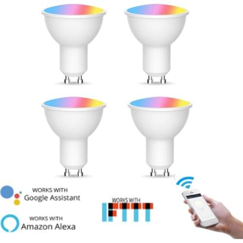 New WiFi Smart Lamp GU10 Bulb 2700-6500k RGBCW Dimmable Smart Life App Compatible With Alexa Google Home Remote Control Bulbs