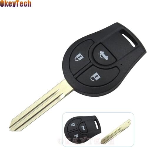 OkeyTech 3 Buttons Replacement Uncut Blank Blade Remote Key Fob Shell Cover Case Keyless Entry for Nissan Micra X-Trail Terrano