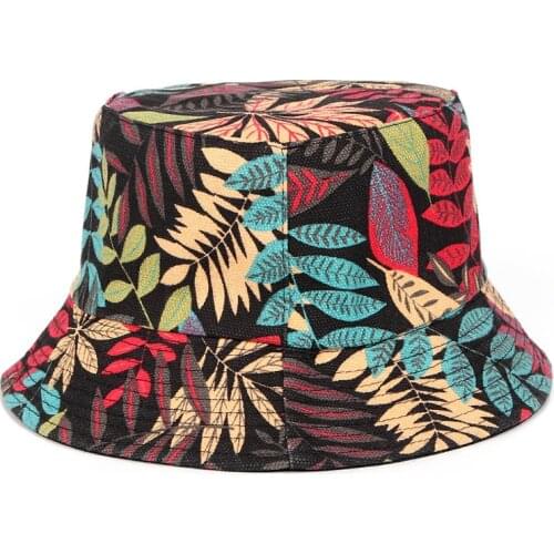 Unisex Summer Foldable Panama Bucket Hat Women Outdoor Cotton Fishing Hunting Hat Men Reversible Bucket Cap Chapeau Sun Hat