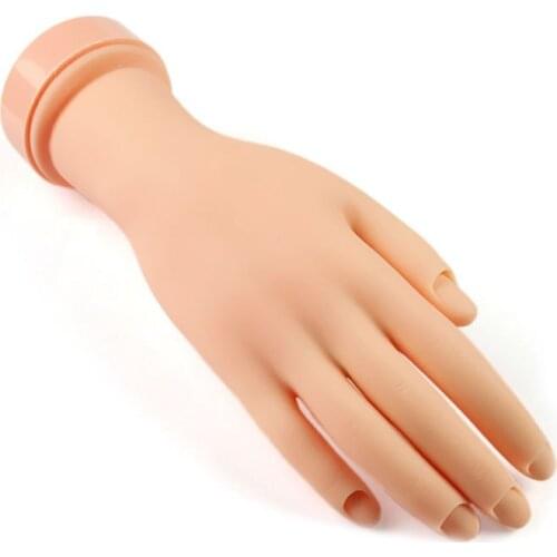 Practice Flexible Mannequin Hand Nail Display with Soft Fingers (Base Stand Model) premier soft hand, can replace nails
