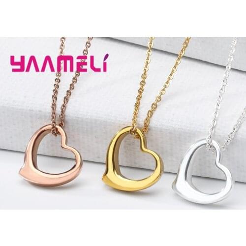 Simple Fashion Female Clavicle Heart Pendant Necklaces Fine 925 Sterling Silver Chain Wedding Engagement Collar Wholesale Cheap