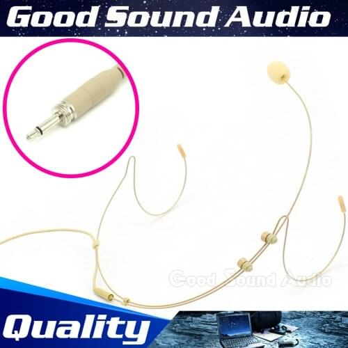 Skin Color 3.5mm Male Screw Plug Wired HeadWorn Headset Mic Condenser Microphone Mike Mikrafon For Wireless Bodypack Transmitter