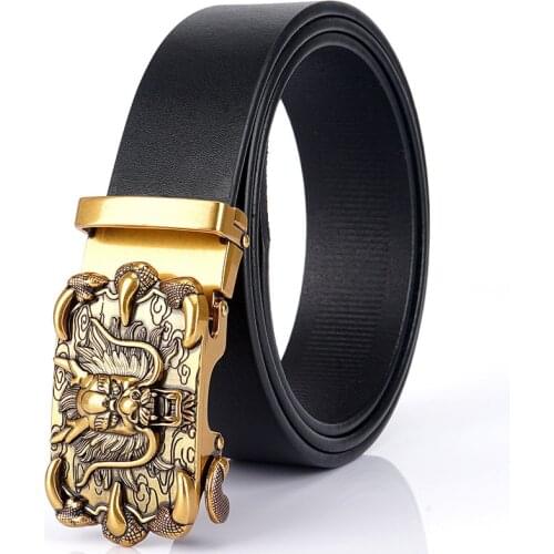 Toothless and Non-hole Automatic Buckle Belt Leather Mens Casual Cowhide Belt Young and Middle-aged Belt Belt Width Style