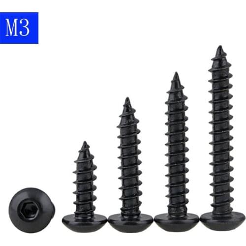 M3 ( 3mm ) High Tensile 8 Black Oxide Button Head Socket Cap Self Tapping Screws Hex bolts