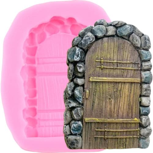 Fairy Garden Door Silicone Mold Cake Border Fondant Molds DIY Baby Birthday Cake Decorating Tools Chocolate Candy Resin Moulds