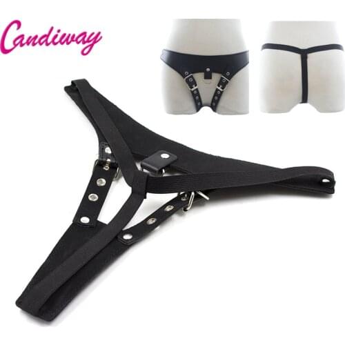Alluring Leather female Chastity belt body restraint harness bondage with cock ring adult fetish sex game toy for women