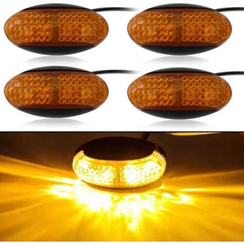 4PCS 24V Stop Signal Side Lights Auto Lorry Yellow Trailer Light Toy Truck Accessories 10-30V Parking Lights for Trucks