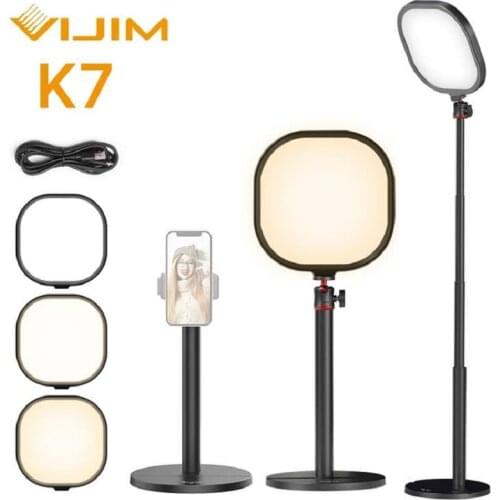 VIJIM k7 Desktop Led Panel Light Youtube live Key Light Air Dimmable Photography Studio Lamp W 1/4'' Extend Tripod Light Stand