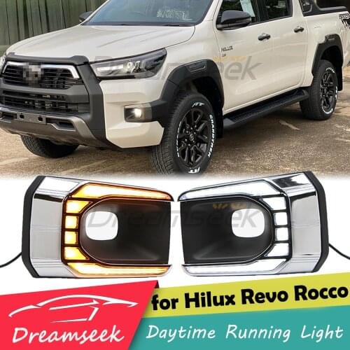 LED DRL for Toyota Hilux Revo Rocco 2020 2021 Daytime Running Light with Dynamic Sequential Turn Signal