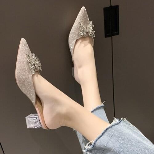 Slippers women 2021 new summer outer wear lady temperament pointed bow