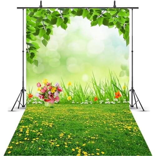 MEHOFOTO Spring Scenery Green Grass Photo Background Flowers and Trees Newborn Backdrop for Photography Decoration Supplies 208
