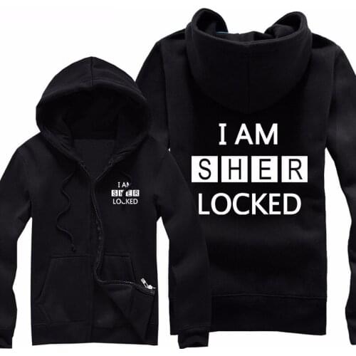 [XHTWCY]mens hoodies Fleece meth hoodie zipper thickening sitcoms sherlocked hoody clothing sweatshirts for men man boys