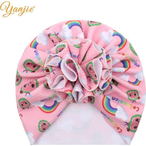 YANJIE 2021 Popular cocomelon Printed Bullet Fabric Flower Headband Hair Style Baby Hair Accessories Headwear Turban India Hat