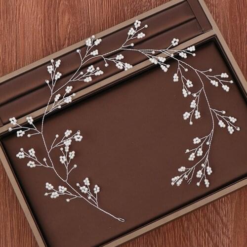 Handmade White Pearl Headband Bridal Tiara Wedding Hair Accessories Jewelry Hair Band Headpiece Women Wedding Hair Decoration