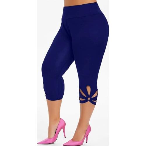 Women High Waist Cropped Trousers Pants Elastic Bandage Leggings Plus Size 4XL