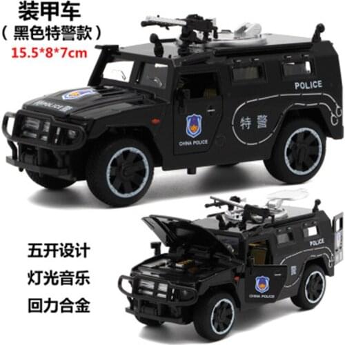 1:32 Knight armored car model Alloy light music pull back door alloy car toy car children birthday gift