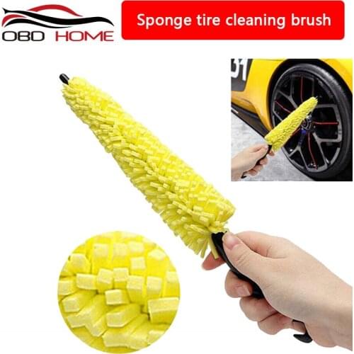 1PCS 28x4.5CM Car Wheel Wash Brush Vehicle Cleaning Brush Wheel Rims Tire Washing Brush Auto Scrub Brush Car Wash Sponges Tools