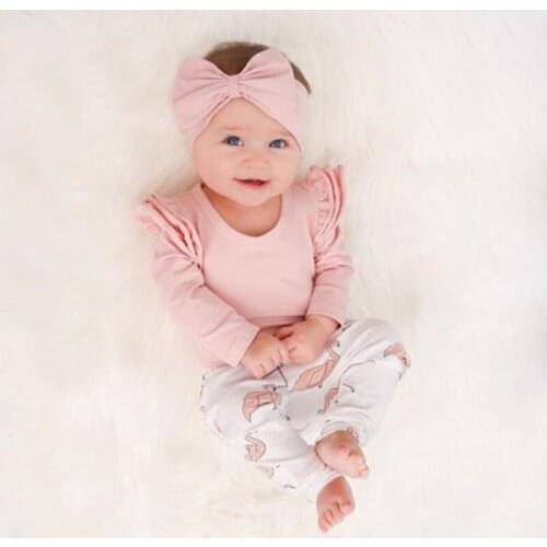 Brand New Baby Girl Clothes 3PCS/Lot Pure Cotton Baby Outfits Headband+Printed Pant+Bodysuits Newborns Toddler Clothing Set