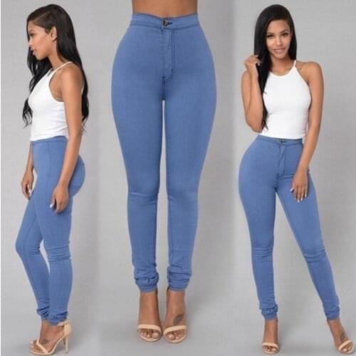3 High Waist Casual Stretch Women Pencil Pants Button Female Trousers Ladies Solid Colors Pencil Pants