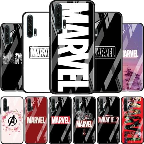 Tempered Glass Cover Marvel Logo For Honor 30 20 10 9X 8X Lite Pro Plus Silicone Phone Case Coque Shell