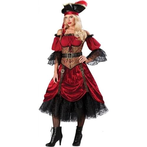 Women Sexy Deluxe Pirate Costumes Halloween Pirates of the Caribbean Cosplay Female Pirate Fancy Dress