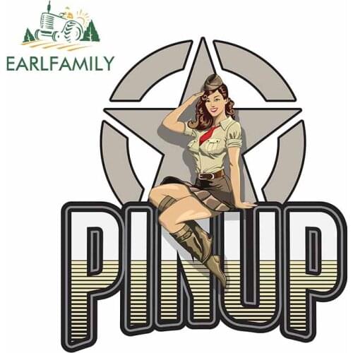 EARLFAMILY 13cm x 11.7cm for Pinup Uniform Beauty Refrigerator Car Stickers Anime RV Decal Waterproof Trunk Cartoon Decoration