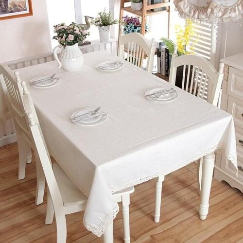 Cotton Thickened Modern Minimalist Color White Plain Lace Tablecloth Table Tablecloth